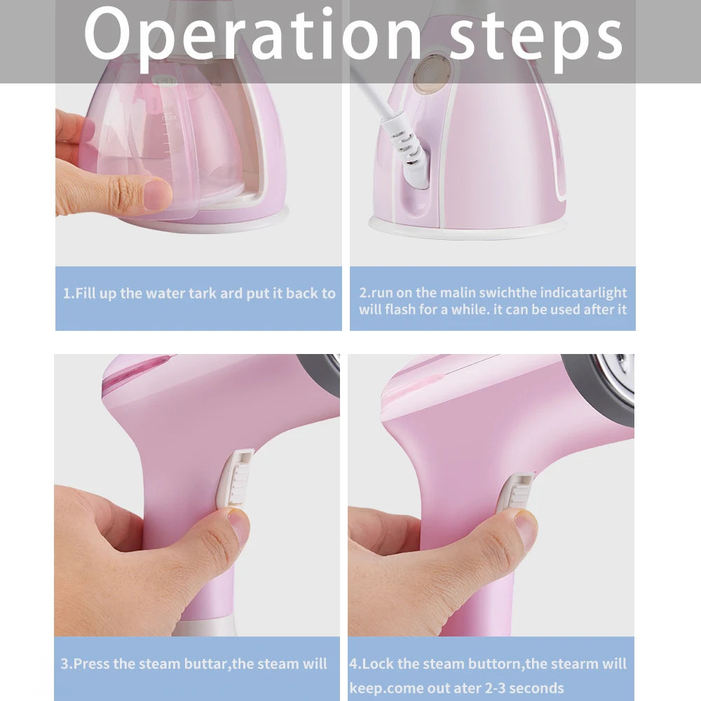 saengQ 1500W Handheld Garment Steamer – 280ml Portable Vertical Steam Iron"
