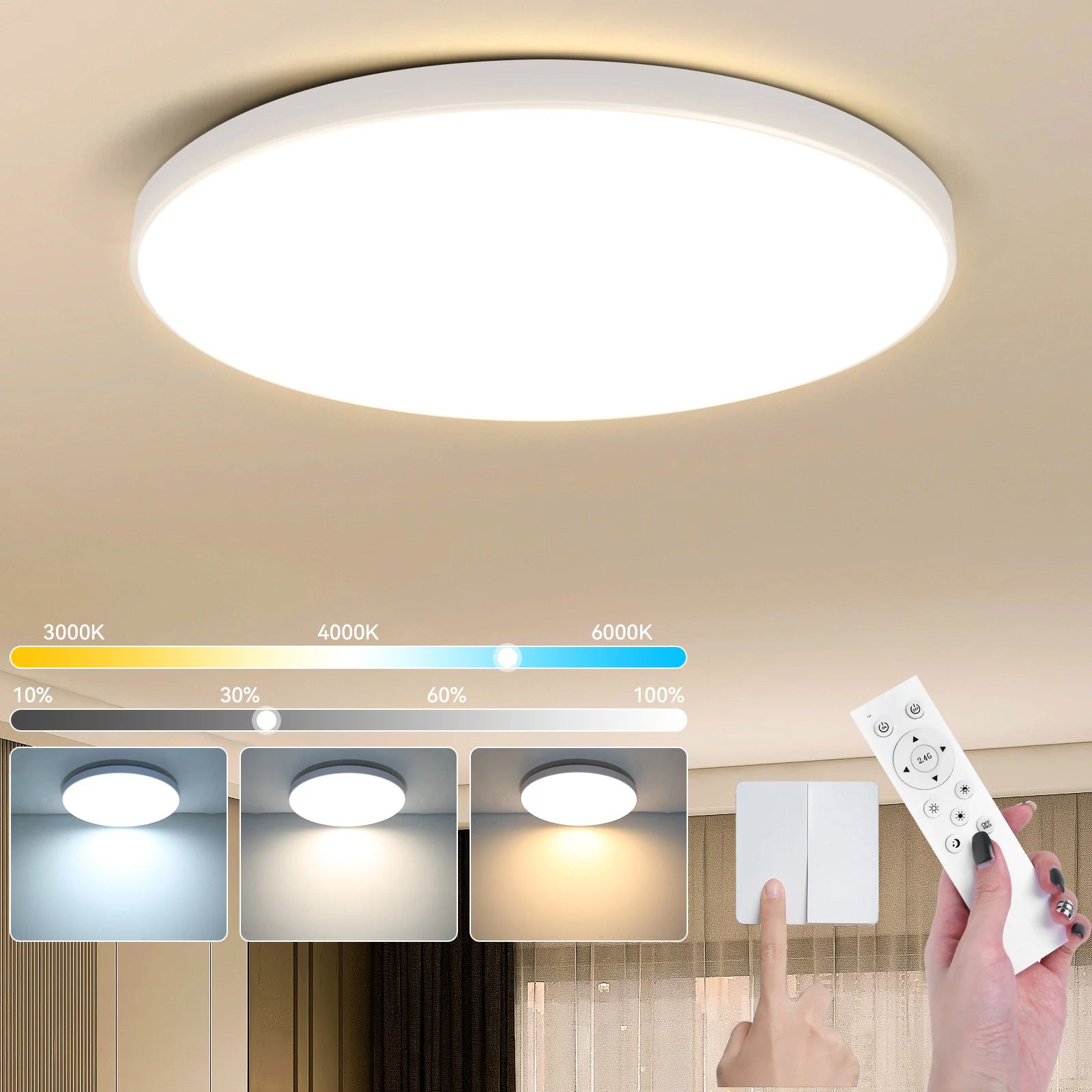 Smart Ceiling Lamp Remote Control Dimmable Living Room LED Chandelier Interior Decor Ceiling Lights For Kitchen Bedroom Lustre