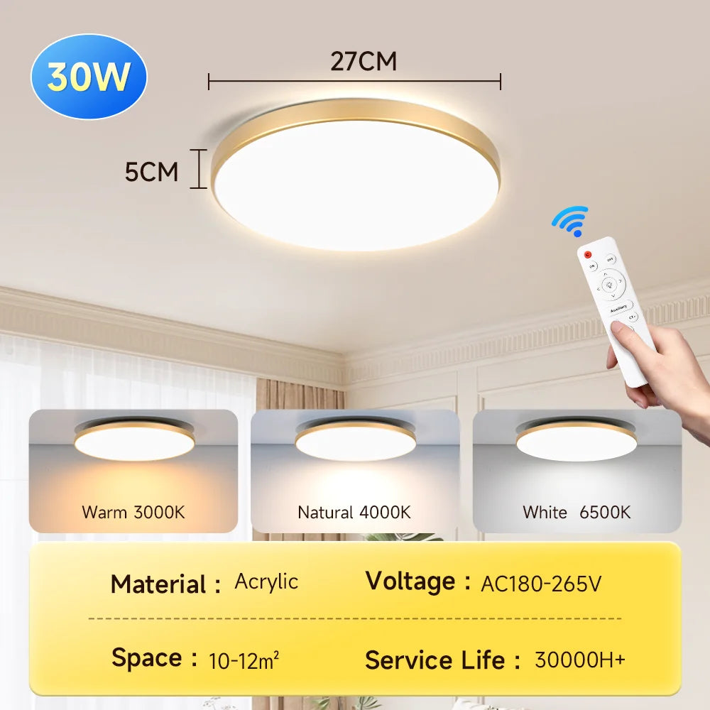 Smart Led Ceiling Light with Remote Control 3 Colors Dimmable Ceiling Lights Ultrathin Panel Lamps Bedroom Kitchen Ceiling Lamp