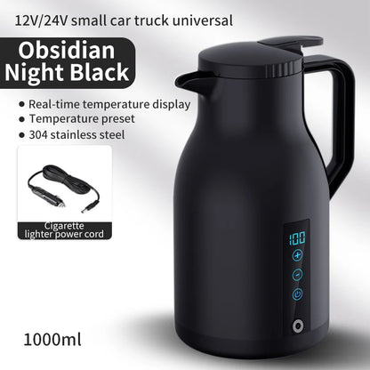 New digital display car electric kettle car 12v24v large truck boiling kettle large capacity insulation 1000ML
