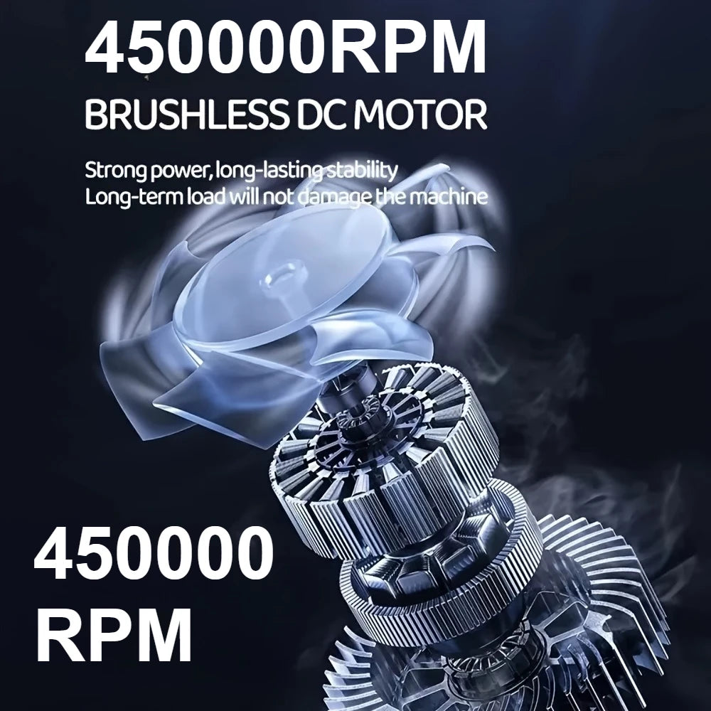 450,000RPM X6 Air Blower – Powerful Dust Vacuum Cleaner, Fast Charging, Brushless Fan for Car &amp; Computer"