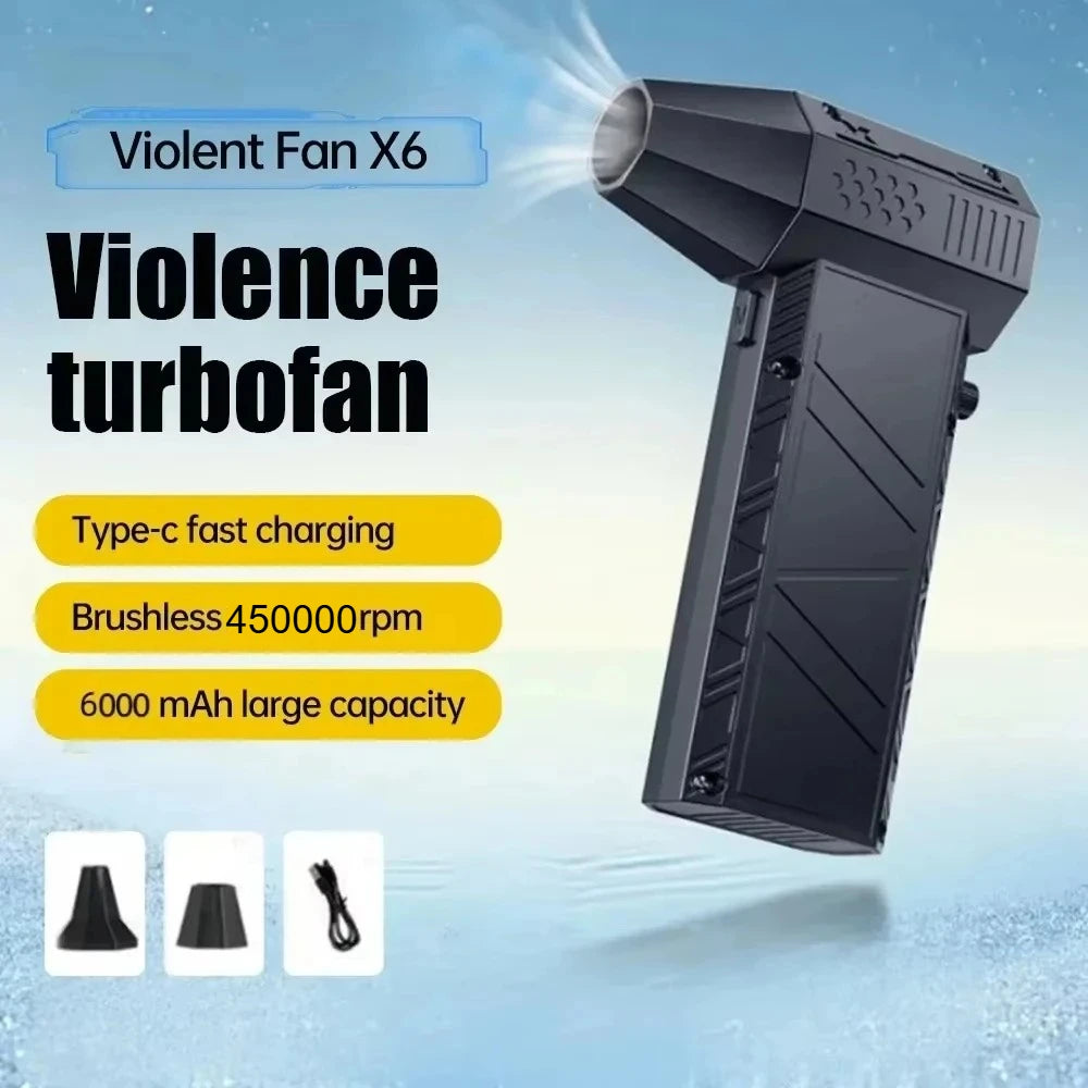 450,000RPM X6 Air Blower – Powerful Dust Vacuum Cleaner, Fast Charging, Brushless Fan for Car &amp; Computer"