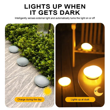 Solar Garden Lights Outdoor, Waterproof Solar Powered Stone Light，Outdoor Landscaping lights for Garden Pathway Yard Lawn light