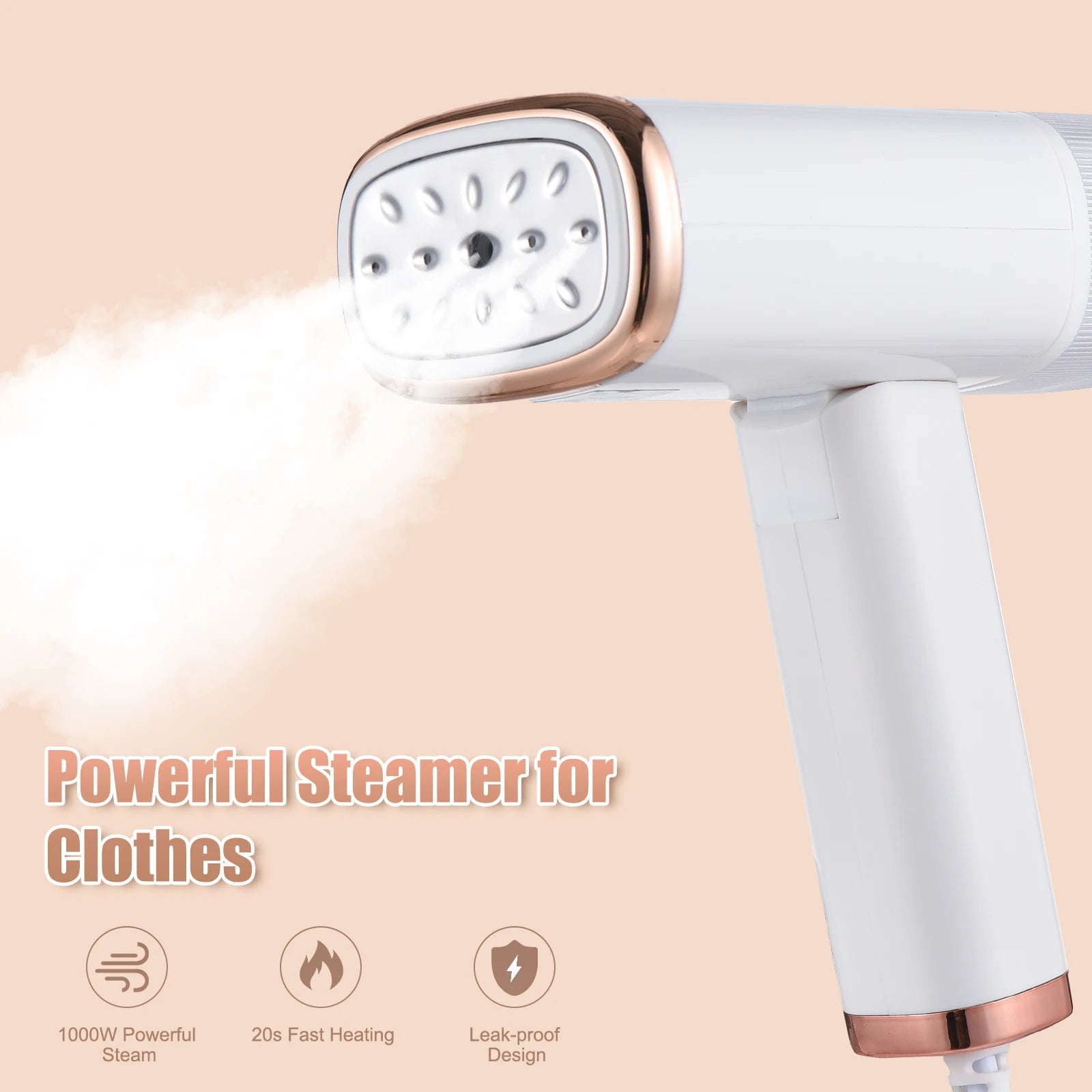 1000W Foldable Handheld Garment Steamer – Large 120ml Water Tank for Clothes &amp; Fabrics"