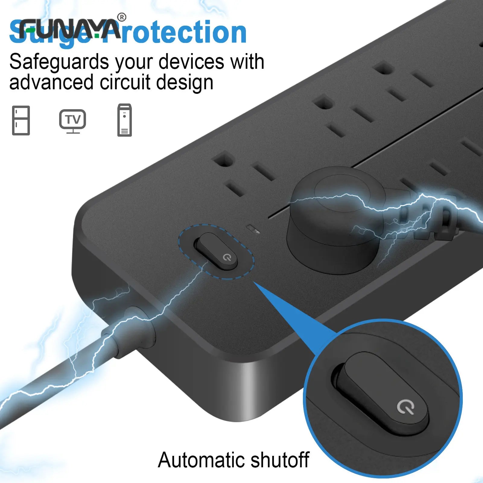 Black Power Surge Protection Plug