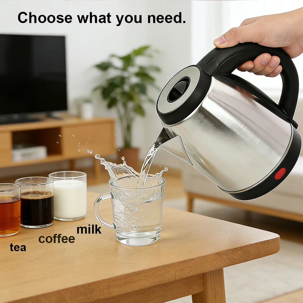 1.2L Electric Kettle  AStainless Steel Auto Shut Off Anti-dry Burning Fast Heating Water Heater for Kitchen Daily Use