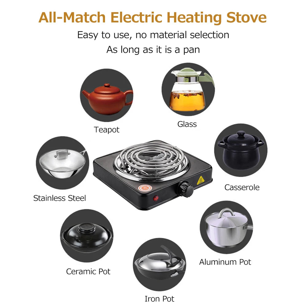 1000W 200-1000℃ Electric Furnace Household Disc Burner Portable Hot Plate Mosquito Incense Furnace Kitchen Charcoal Stove