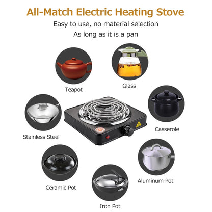 1000W 200-1000℃ Electric Furnace Household Disc Burner Portable Hot Plate Mosquito Incense Furnace Kitchen Charcoal Stove