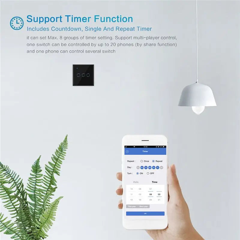 Delighted- Wifi Smart Wall Light Switch 10A Glass