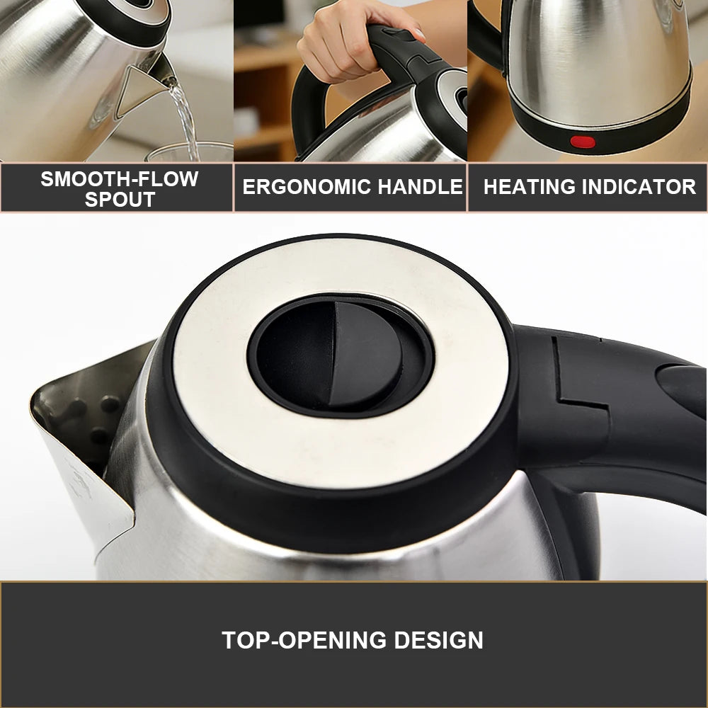 1.2L Electric Kettle  AStainless Steel Auto Shut Off Anti-dry Burning Fast Heating Water Heater for Kitchen Daily Use