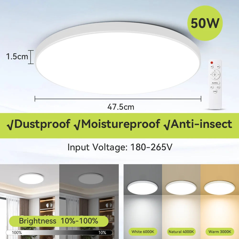 Smart Ceiling Lamp Remote Control Dimmable Living Room LED Chandelier Interior Decor Ceiling Lights For Kitchen Bedroom Lustre