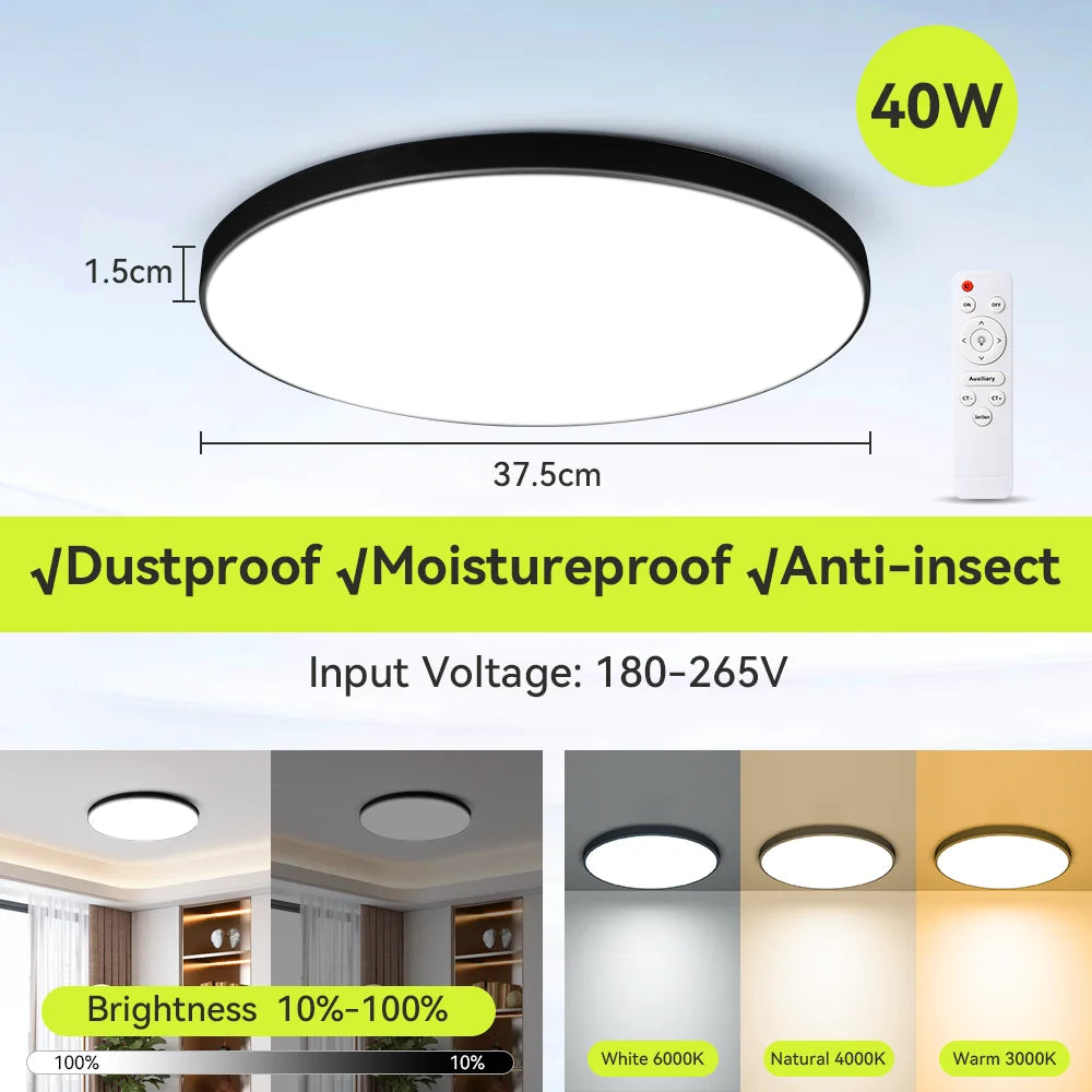 Smart Led Ceiling Light with Remote Control 3 Colors Dimmable Ceiling Lights Ultrathin Panel Lamps Bedroom Kitchen Ceiling Lamp
