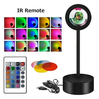 Tuya Smart Led Sunset Projector Lamp Smart Life App IR Remote Control RGB Atmosphere Spotlight Night Light for Party Photography
