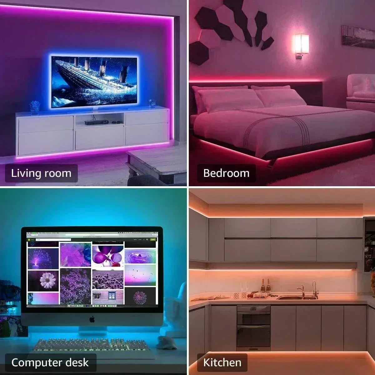 Smart LED Gaming Light Strip RGB 5050 USB 5V Music Sync 24/44key Remote APP Control Flexible Tape for Gaming Room TV Backlight