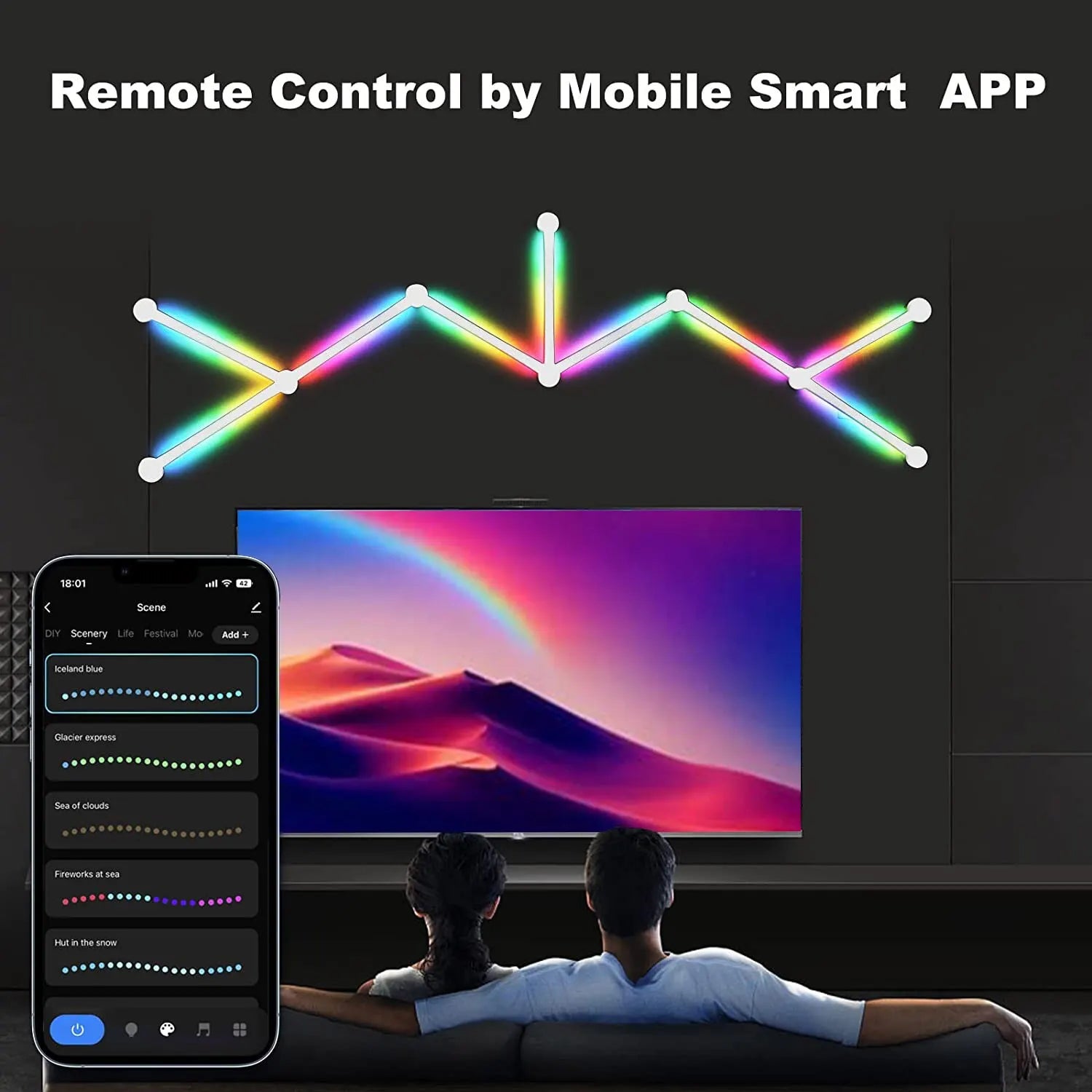 WIFI LED Smart Wall Lamp RGBIC Light Bar