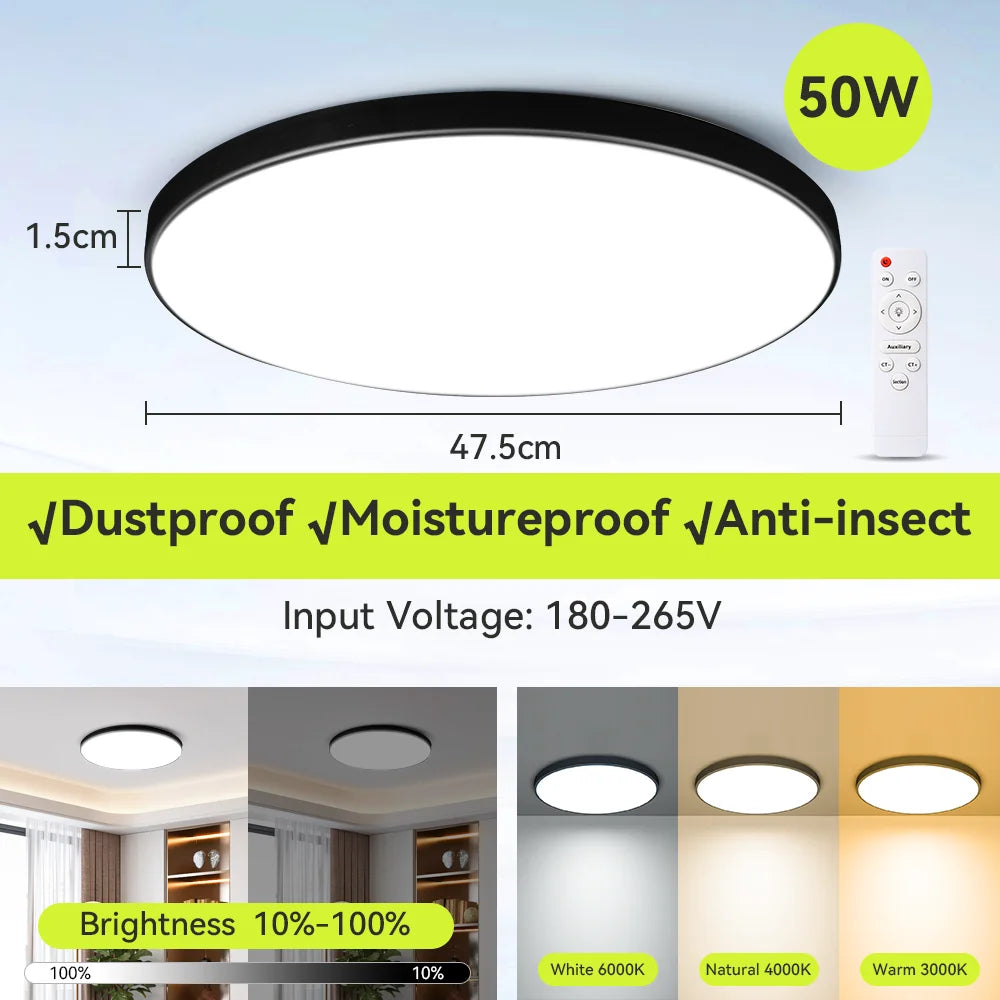 Smart Ceiling Lamp Remote Control Dimmable Living Room LED Chandelier Interior Decor Ceiling Lights For Kitchen Bedroom Lustre