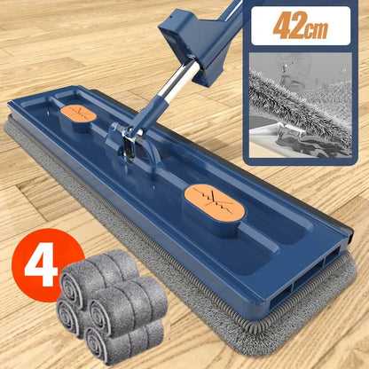 42cm Flat Mop – No Hand-Wash, Absorbent Wet &amp; Dry Cleaning Mop"
