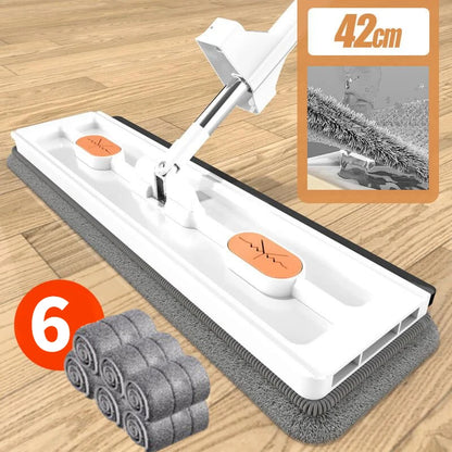 42cm Flat Mop – No Hand-Wash, Absorbent Wet &amp; Dry Cleaning Mop"
