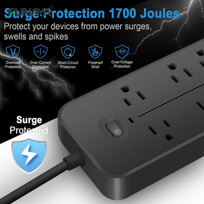 Black Power Surge Protection Plug