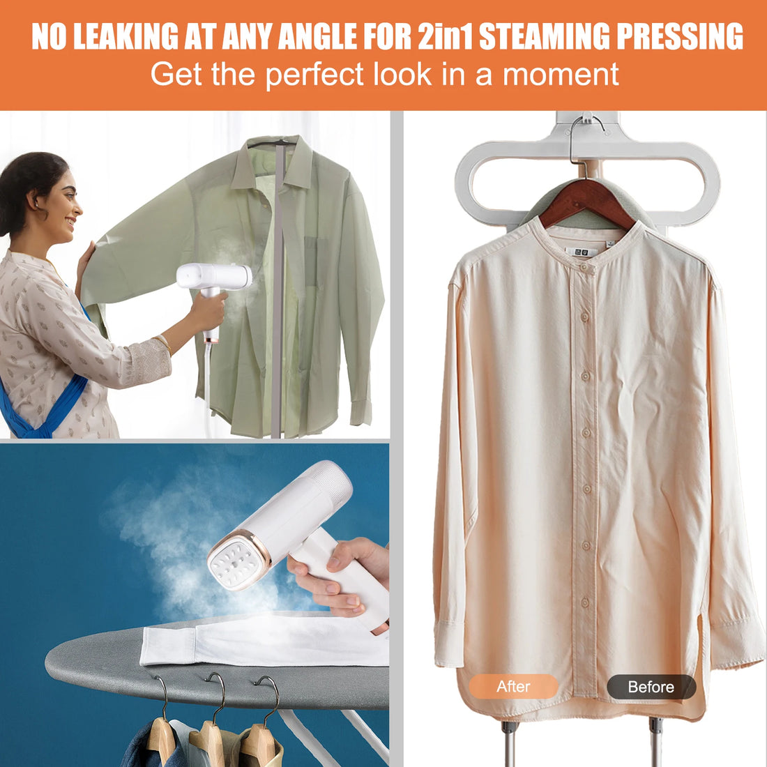 1000W Foldable Handheld Garment Steamer – Large 120ml Water Tank for Clothes &amp; Fabrics"
