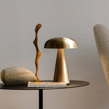 Rechargeable Table Lamp Bedroom Decoration Bar Living Room Bedside Mood Lights Touch Three Level Dimming Metal Mushroom Lamps