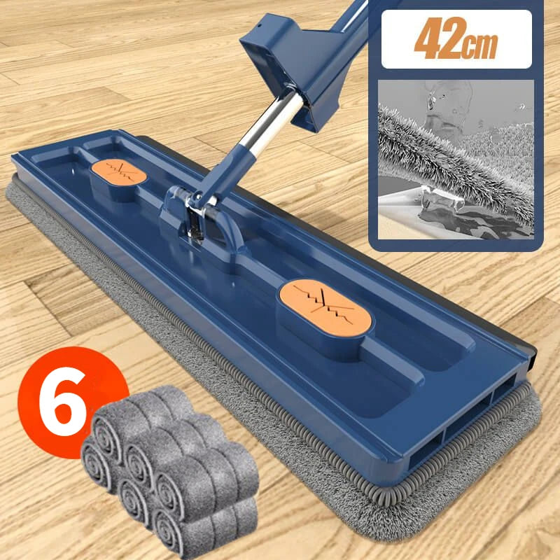 42cm Flat Mop – No Hand-Wash, Absorbent Wet &amp; Dry Cleaning Mop"