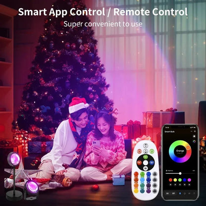 Tuya Smart Led Sunset Projector Lamp Smart Life App IR Remote Control RGB Atmosphere Spotlight Night Light for Party Photography